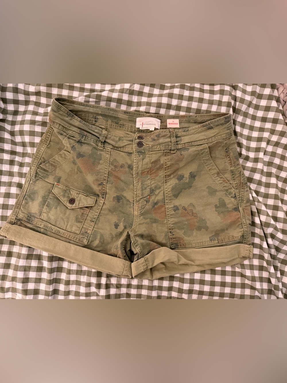 Anthropologie Wanderer Utility Shorts size 29 Green Camo - Picture 6 of 7